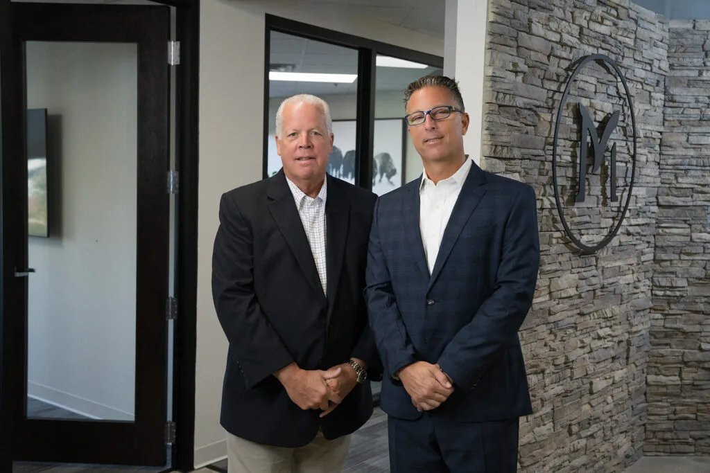 Mark Levin, ChFC®, CMFC® and John Gallagher, Managing Partners of Maverick Wealth Management outside their offices in Marlton, NJ